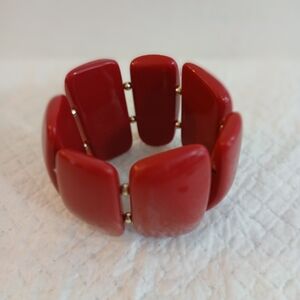 Vintage Stretch Big Stone Bracelet Cuff, Red